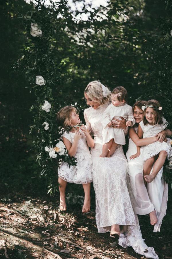 Boho High Neckline Long Sleeves Lace Wedding Dresses Rustic Wedding (ZD16210) - View 6 | VelvetHem