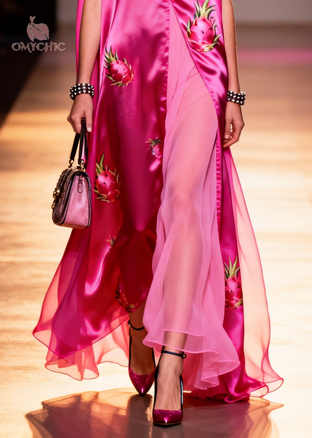 Boutique Rose Oversized Patchwork Chiffon Maxi Dresses Sleeveless