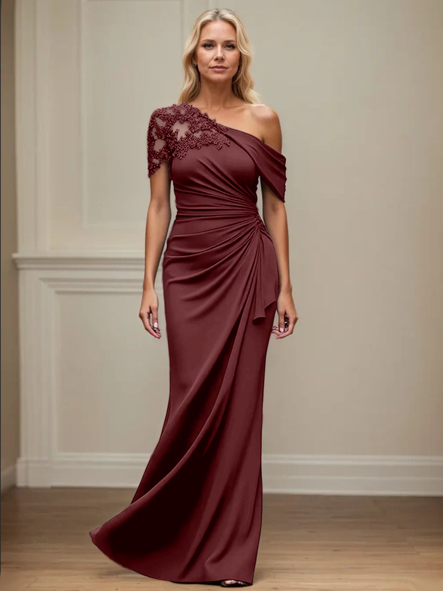 Trumpet/Mermaid Asymmetrical Mother of the Bride Dress with Appliques