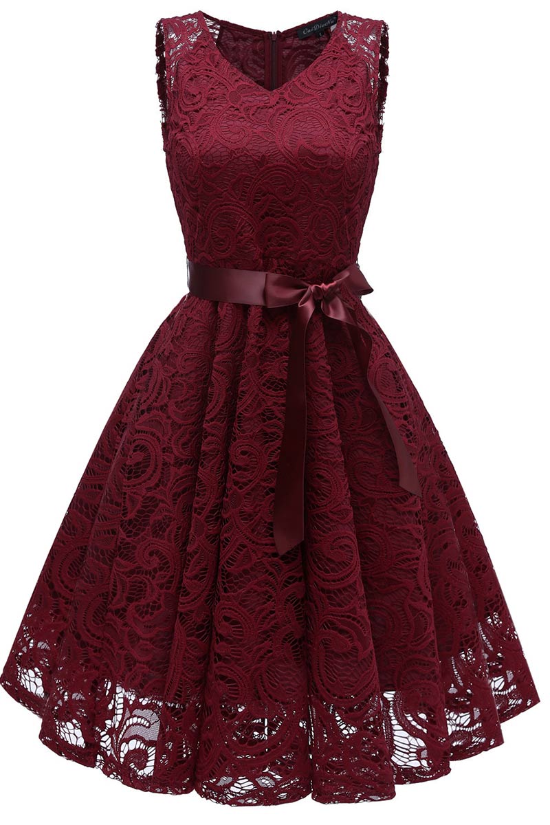 Pink Lace Short Baby Doll Prom Dress - Fashionpara