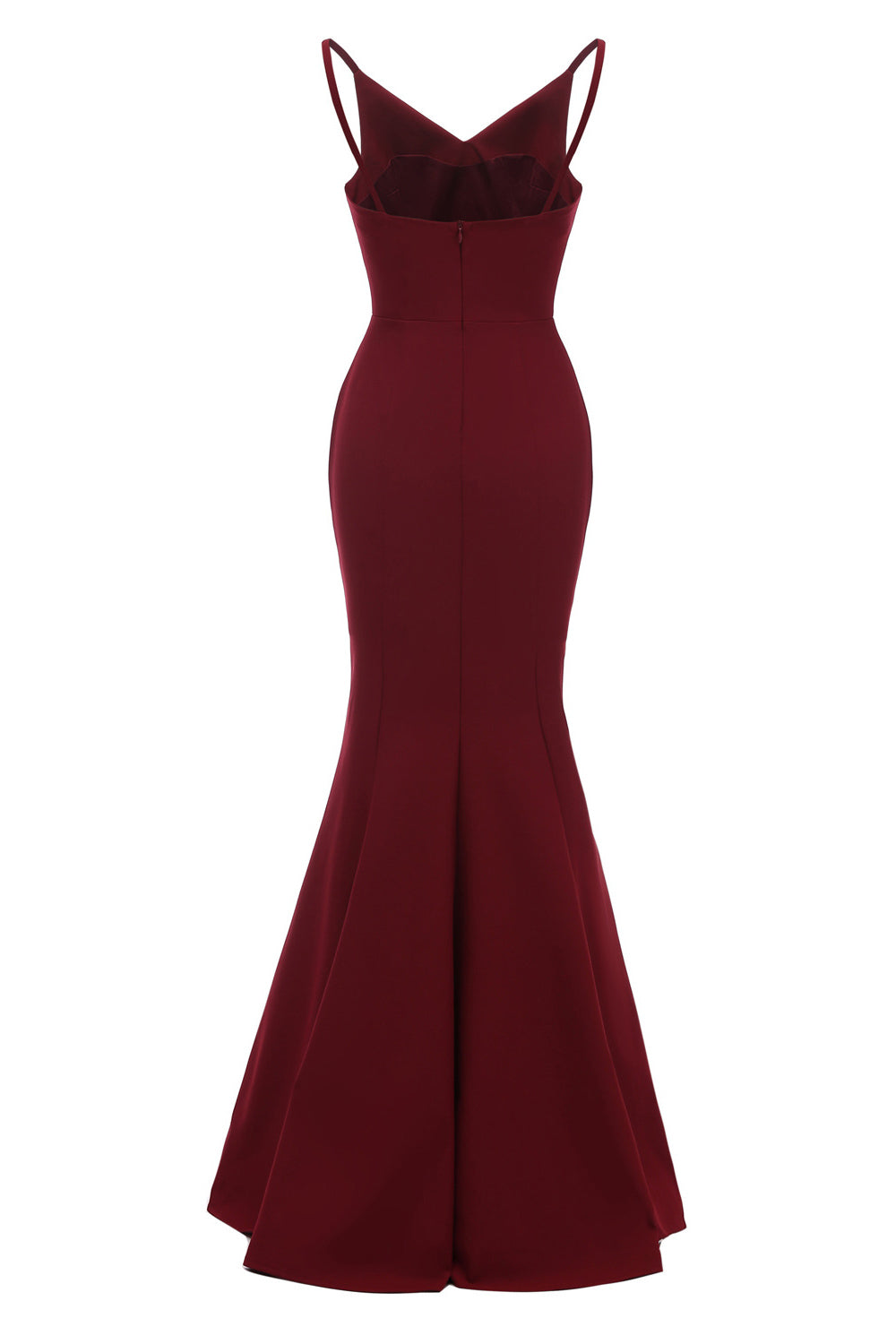 Burgundy Mermaid Spaghetti Straps Long Prom Dress - Fashionpara