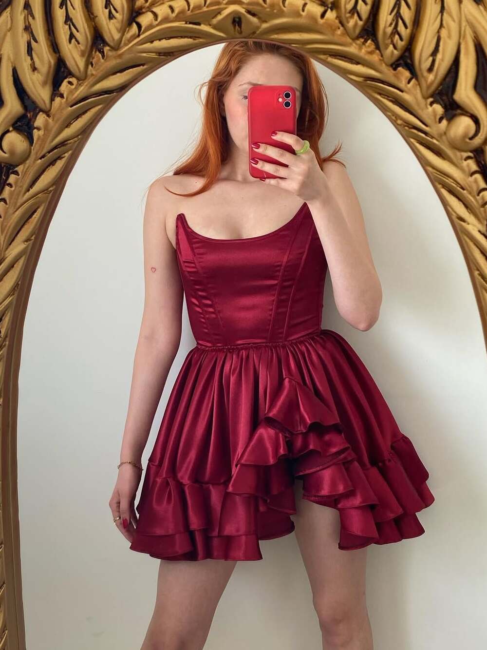 A-Line Strapless Tiered Short Homecoming Dress