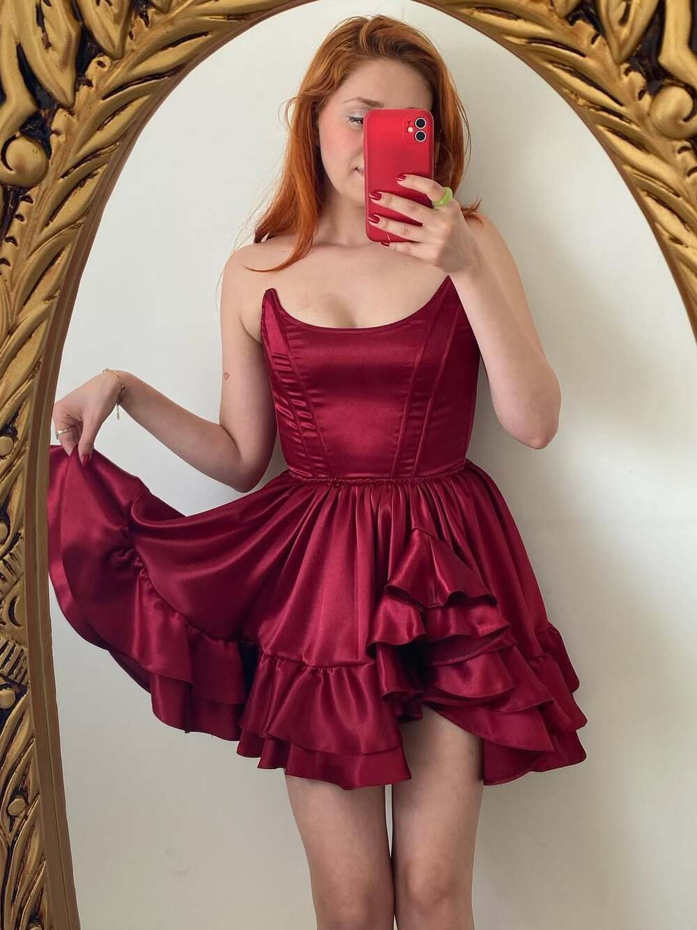 A-Line Strapless Tiered Short Homecoming Dress