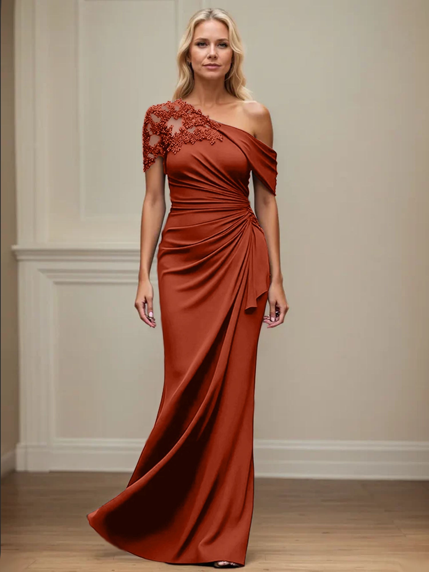 Trumpet/Mermaid Asymmetrical Mother of the Bride Dress with Appliques