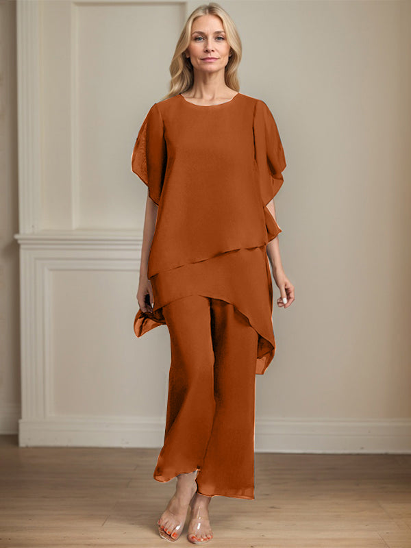 Separates Jumpsuit/Pantsuit Scoop Ankle-Length Chiffon Mother of the Bride Dress - View 15 | FashionDia