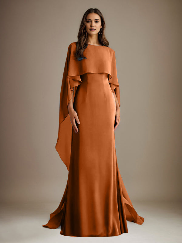 Sheath/Column Boatneck Floor-Length Chiffon Mother of the Bride Dress With Cascading Ruffles - View 11 | FashionDia