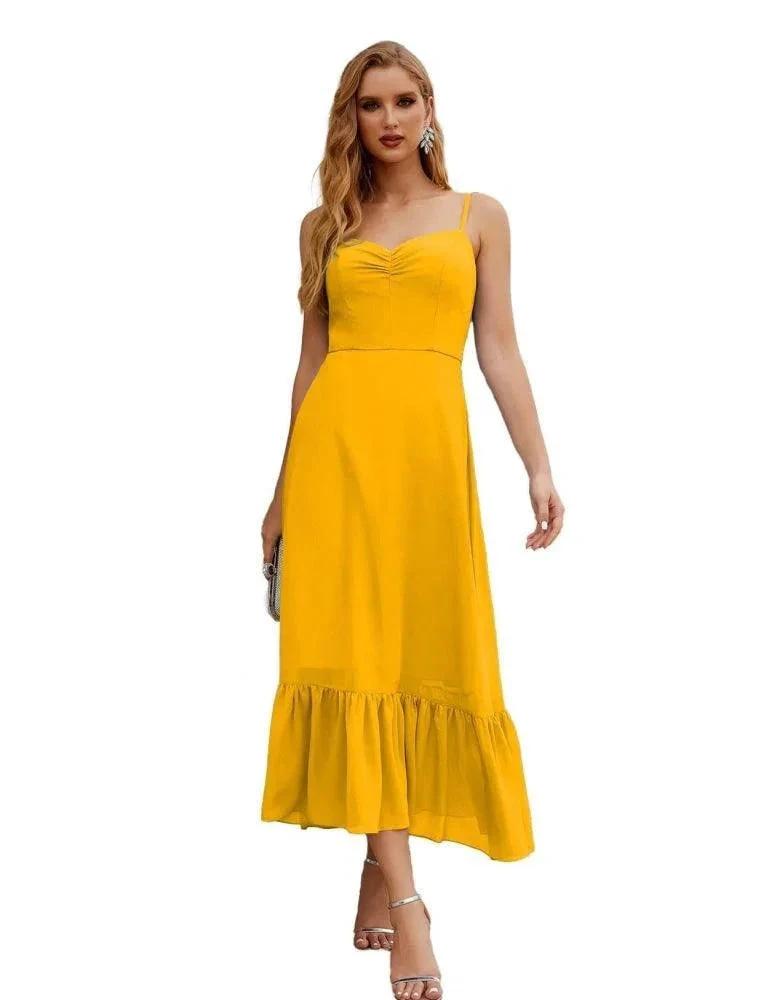 Numbersea Spaghetti Strap Chiffon Bridesmaid Dress Ankle Length Formal A Line Cocktail Party Homecoming Dress for Juniors SEA28028 by numbersea
