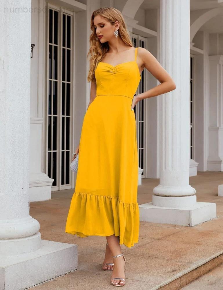 ZapDress Spaghetti Strap Chiffon Bridesmaid Dress Ankle Length Formal A Line Cocktail Party Homecoming Dress for Juniors (ZD16949)