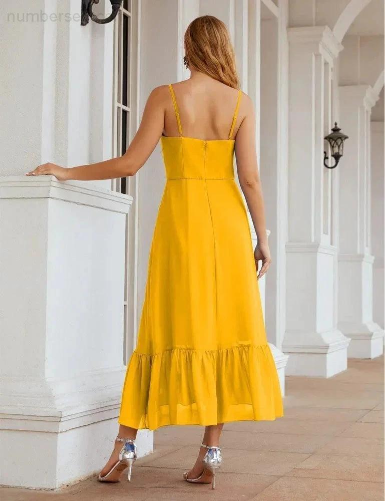 ZapDress Spaghetti Strap Chiffon Bridesmaid Dress Ankle Length Formal A Line Cocktail Party Homecoming Dress for Juniors (ZD16949)