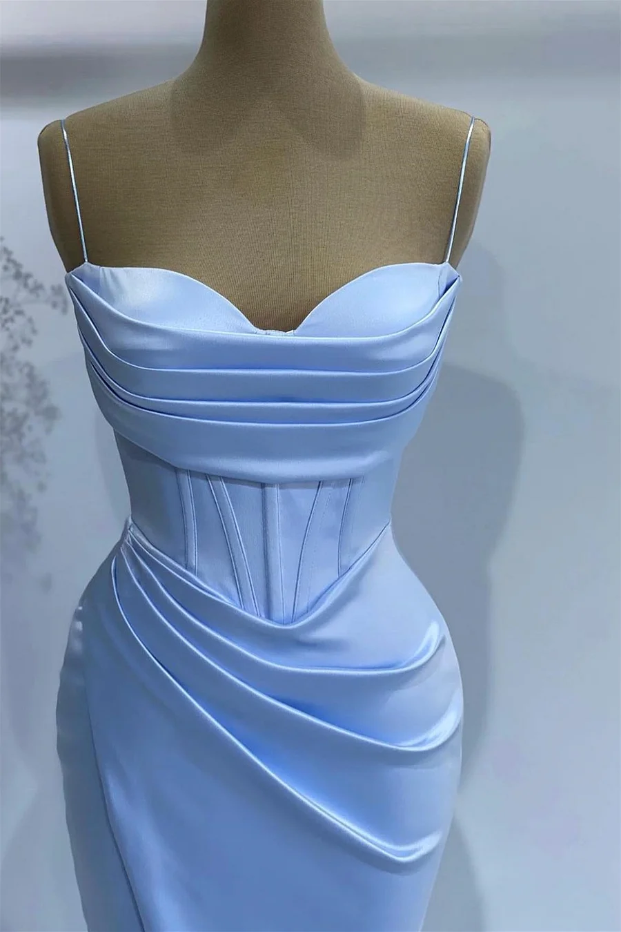 Sexy Mermaid Baby Blue Sweetheart Prom Dress With Spaghetti-Straps - View 2 | FashionDia