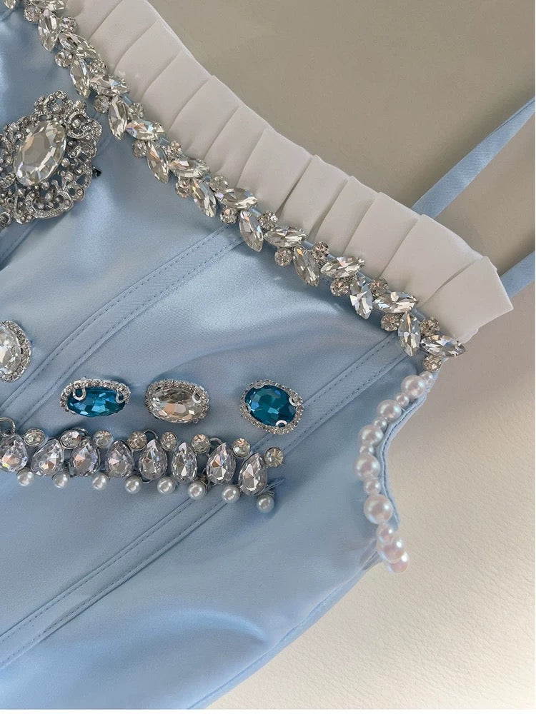 Cute A line Spaghetti Straps Blue Short Homecoming Dresses Party Cocktail Dress
