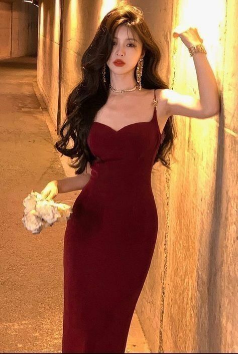 Sexy Mermaid Straps Velvet Burgundy Long Prom Dress Evening Dresses - FashionDia