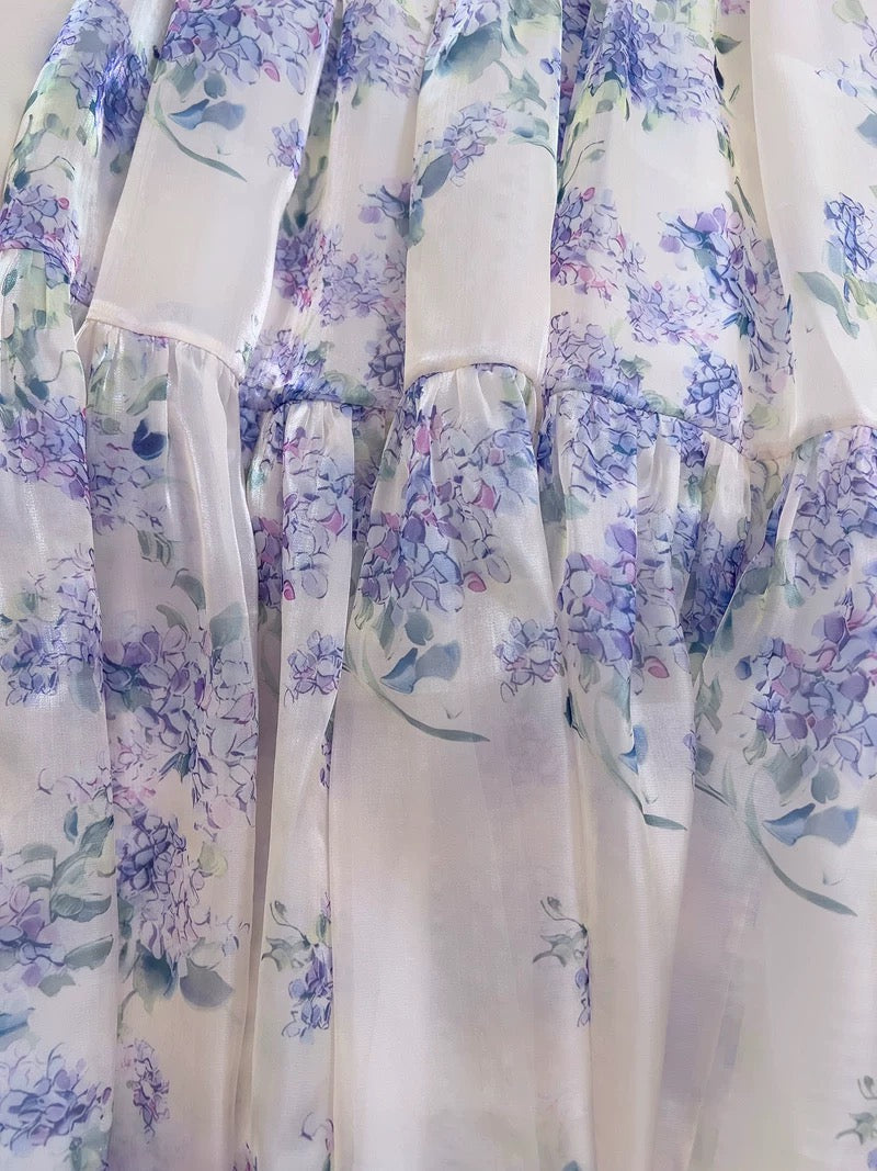 Modest A-Line Spaghetti Straps Lilac Floral Chiffon Prom Dress Formal Dresses - View 3 | FashionDia