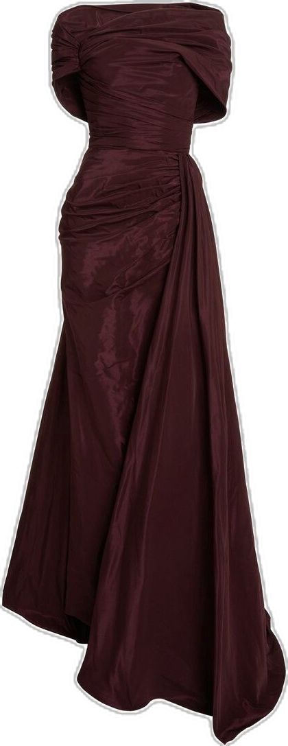 Elegant Mermaid Off-the-Shoulder Short Sleeves Burgundy Fold Prom Dresses Long Evening Dress - FashionDia