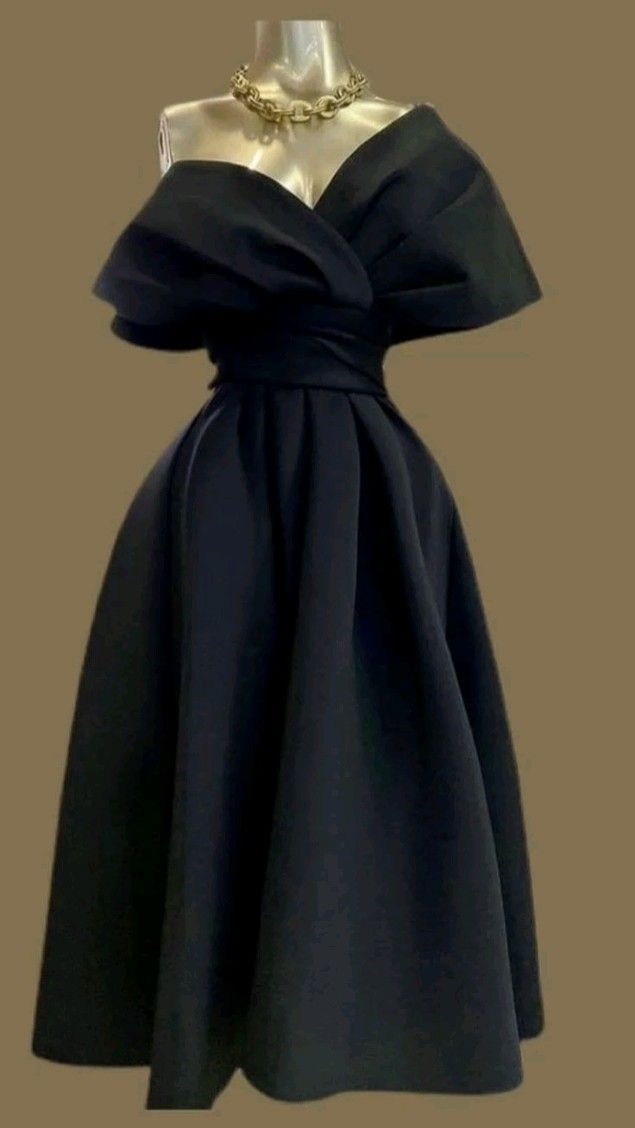 Vintage A-Line Sleeveless Black Satin Prom Dresses Ruffles Evening Dress - FashionDia