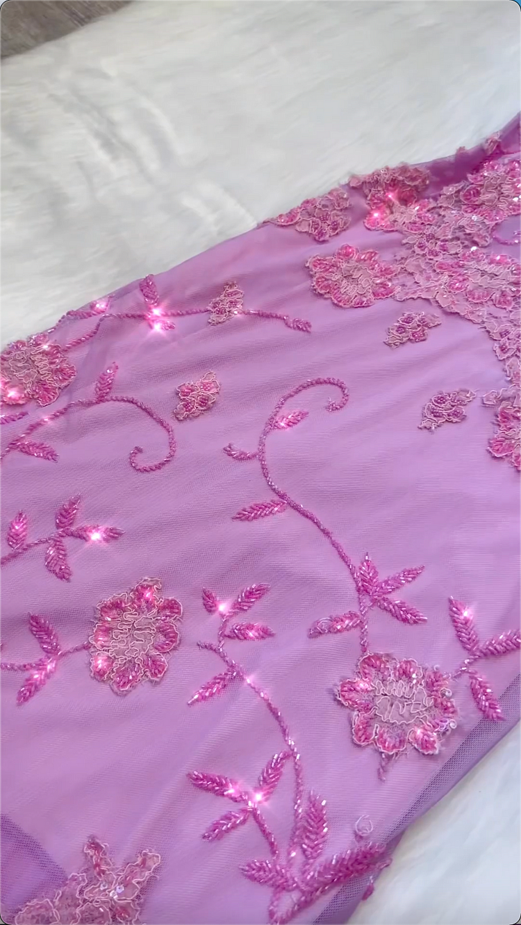 Vintage A Line Spaghetti Straps Pink Lace Floor Length Prom Dresses Beads Evening Dress