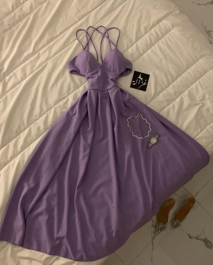 Elegant A Line Spaghetti Straps Lilac Long Prom Dress Evening Dresses