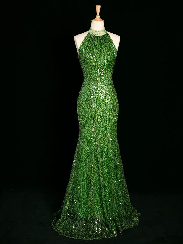 Sexy Sheath One-Shoulder Green Sequin Prom Dresses Party Evening Dress With Beads - FashionDia