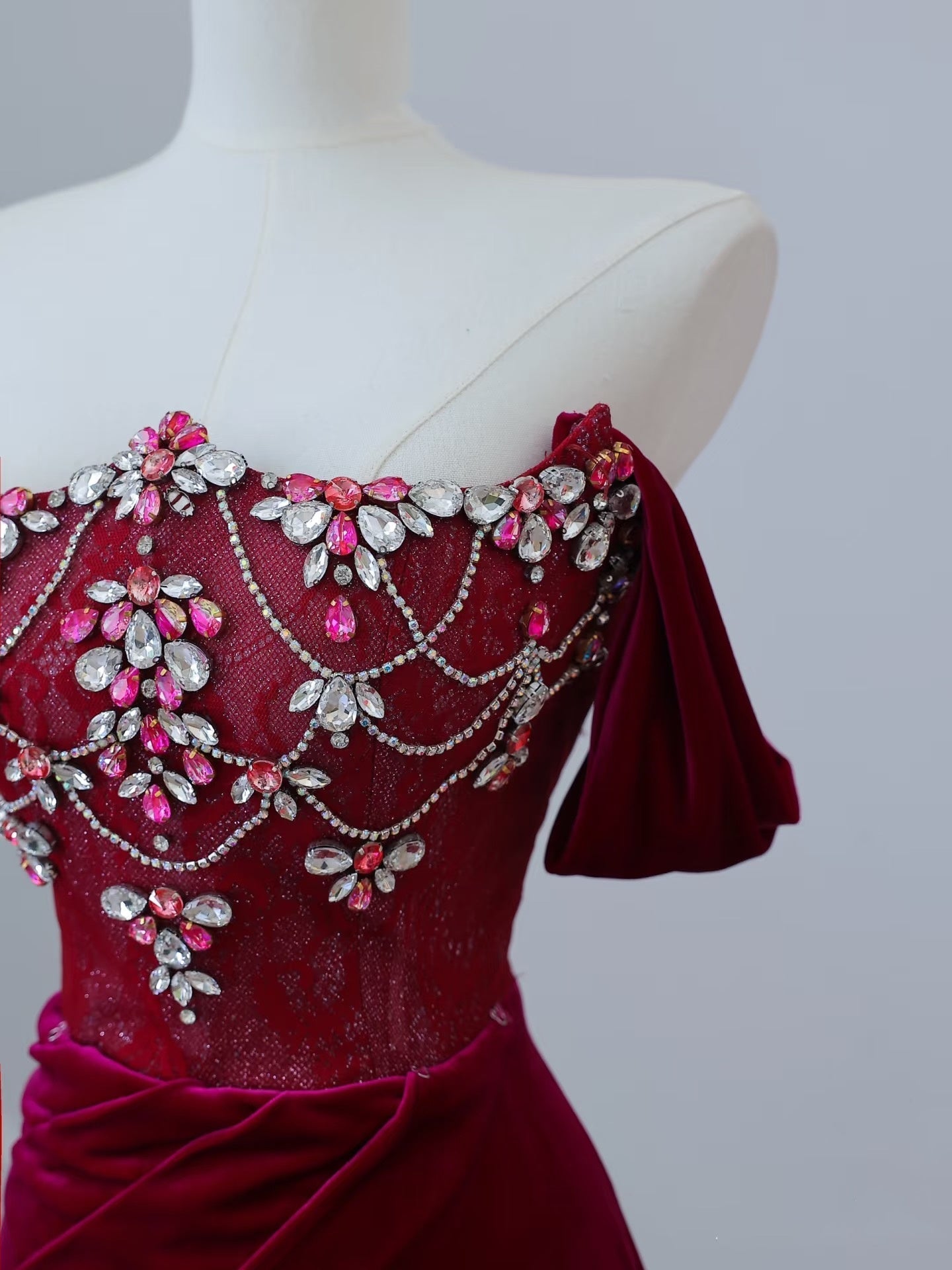 Sexy Mermaid Off The Shoulder Burgundy Long Prom Dresses Evening Gowns