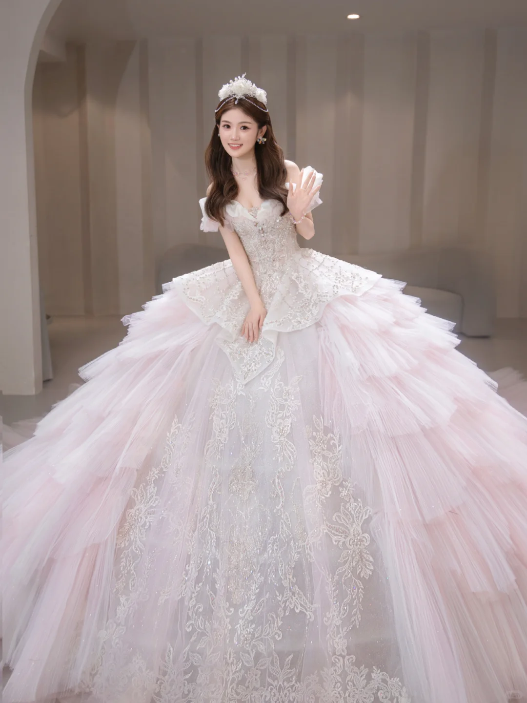 Unique Ball Gown Off The Shoulder Tulle Sqeuin Long Wedding Dresses