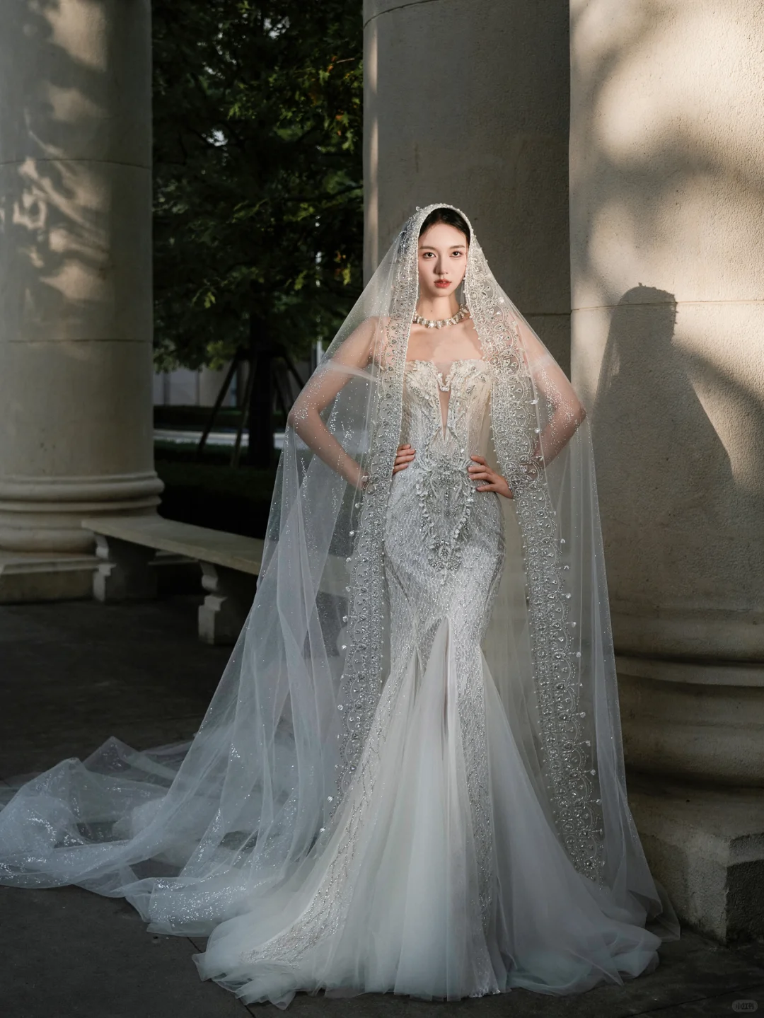 Gorgeous Mermaid Off-the-Shoulder Tulle Lace Beaded With Veil Long Wedding Dresses - FashionDia