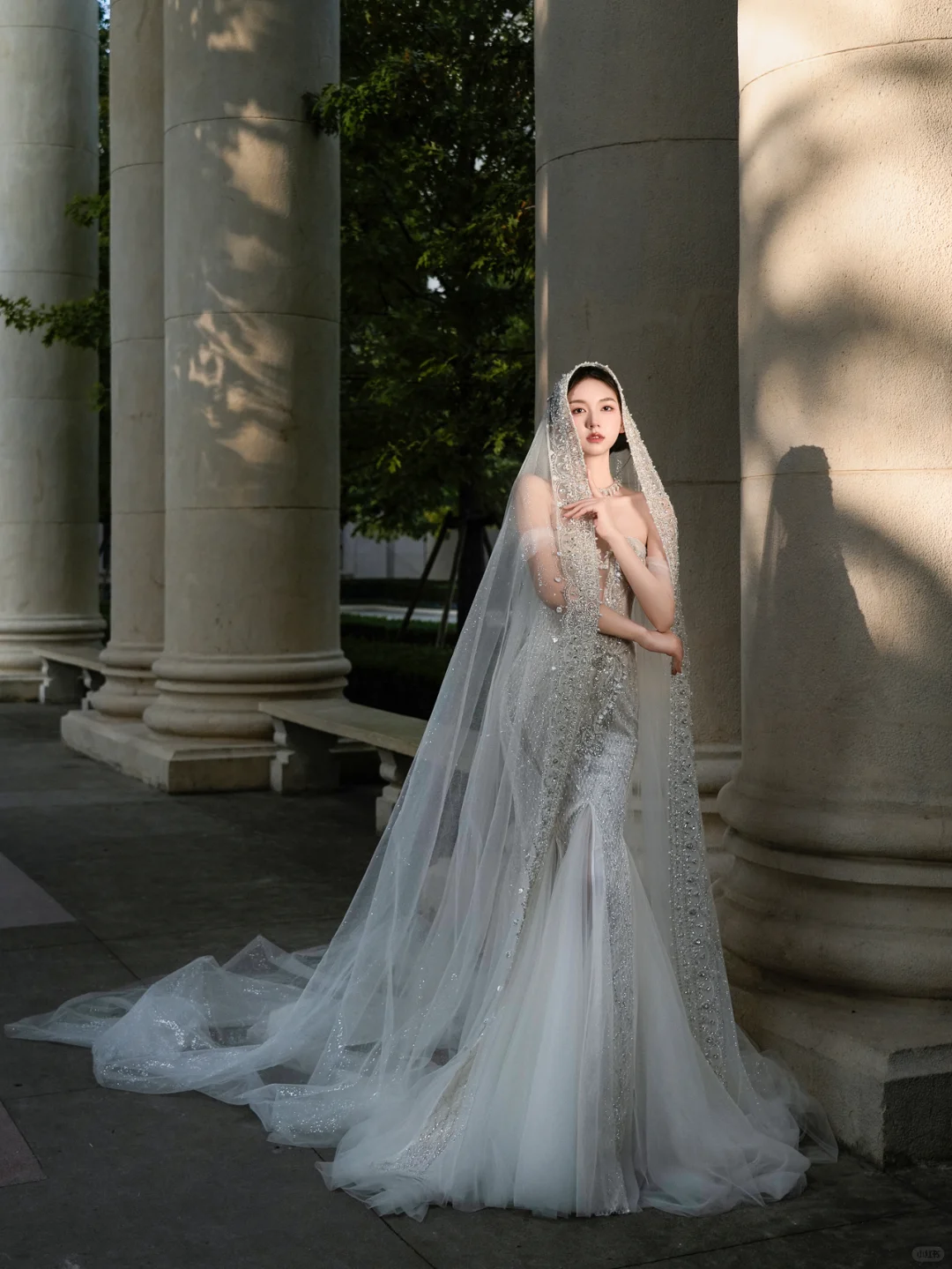 Gorgeous Mermaid Off-the-Shoulder Tulle Lace Beaded With Veil Long Wedding Dresses - View 4 | FashionDia