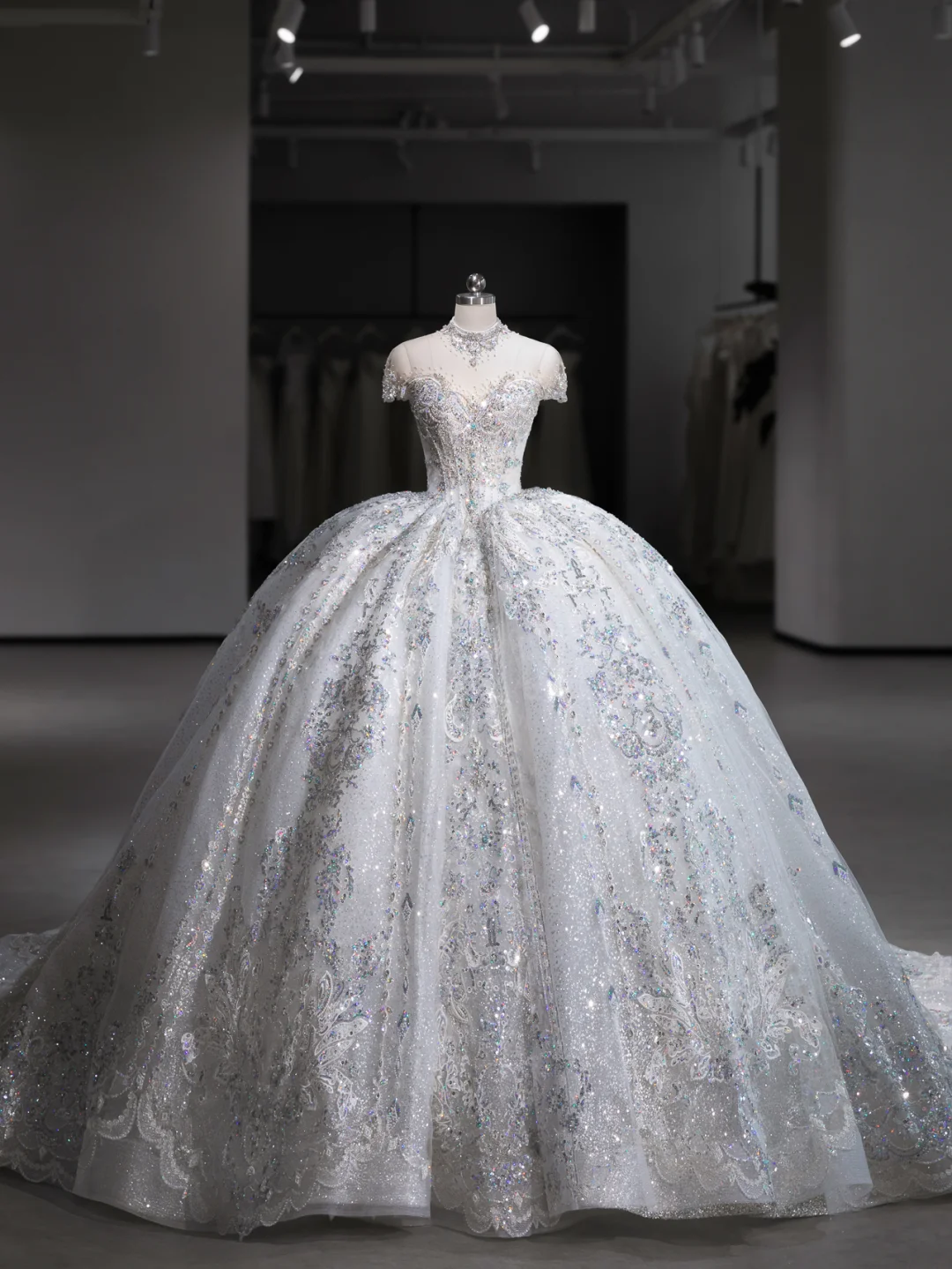 Timeless Ball Gown Tulle Sequin With Veil Long Wedding Dresses