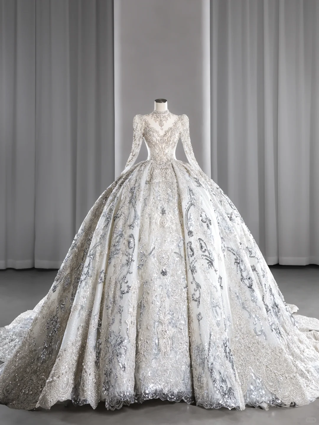 Timeless Ball Gown Tulle Lace Sequin Beaded Long Sleeves Long Wedding Dresses
