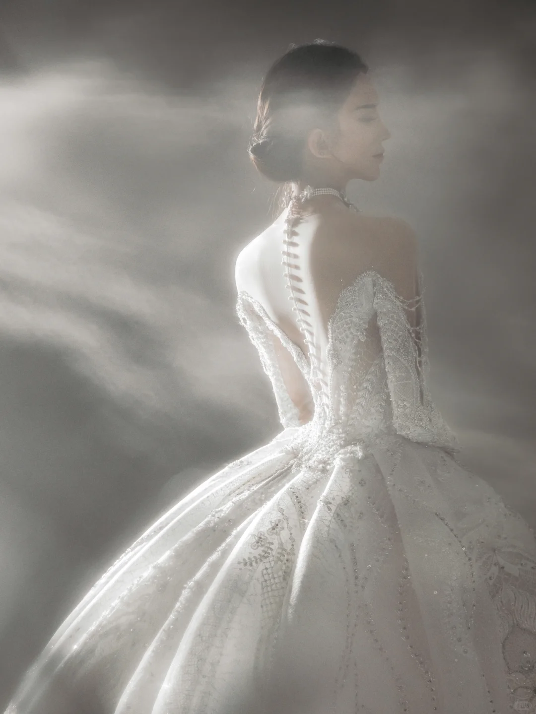 Timeless Ball Gown Off-the-Shoulder Tulle Lace Beaded Long Sleeves Long Wedding Dresses - View 5 | FashionDia