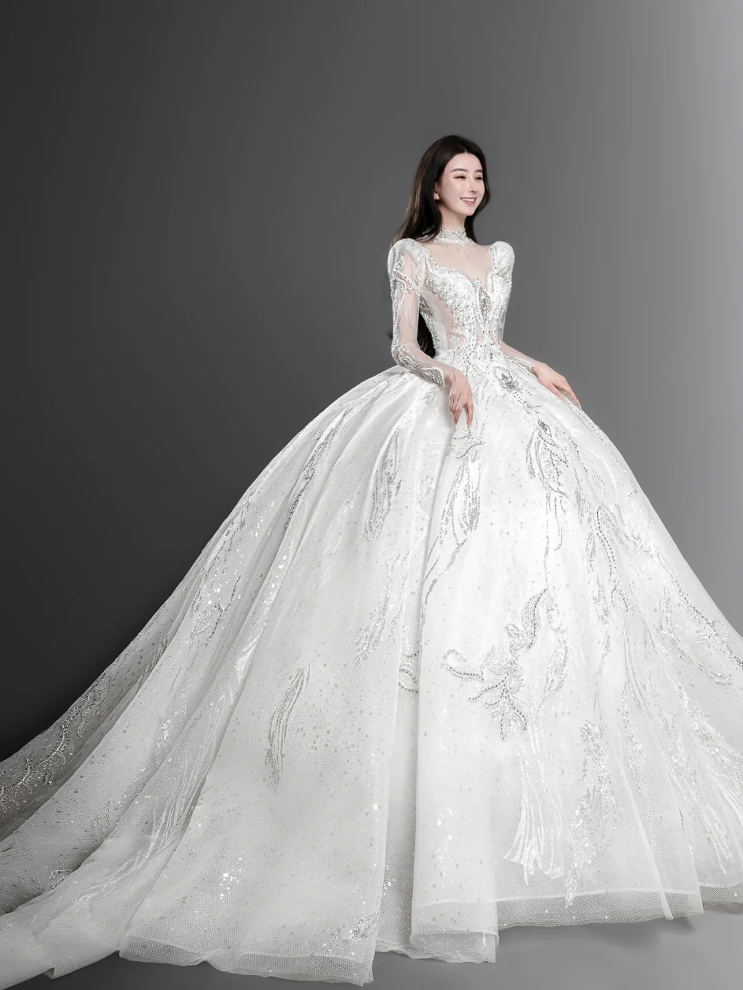 Gorgeous Ball Gown Tulle Lace Long Sleeves Long Wedding Dresses - View 6 | FashionDia