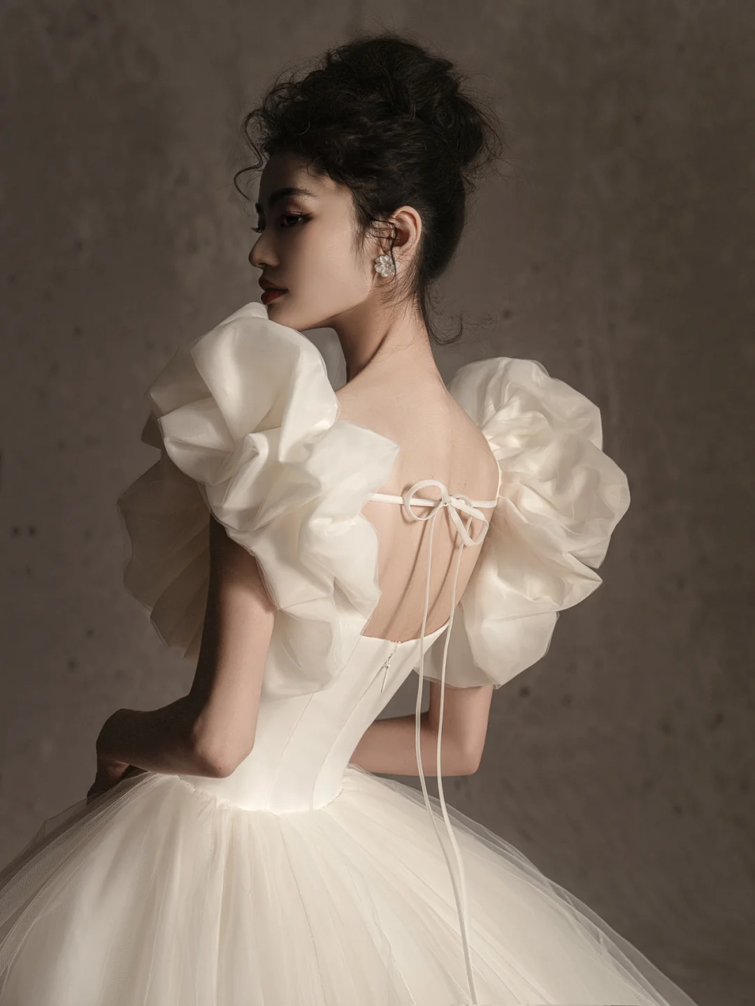 Unique Ball Gown Sweetheart Satin Tulle Long Wedding Dresses - View 2 | FashionDia