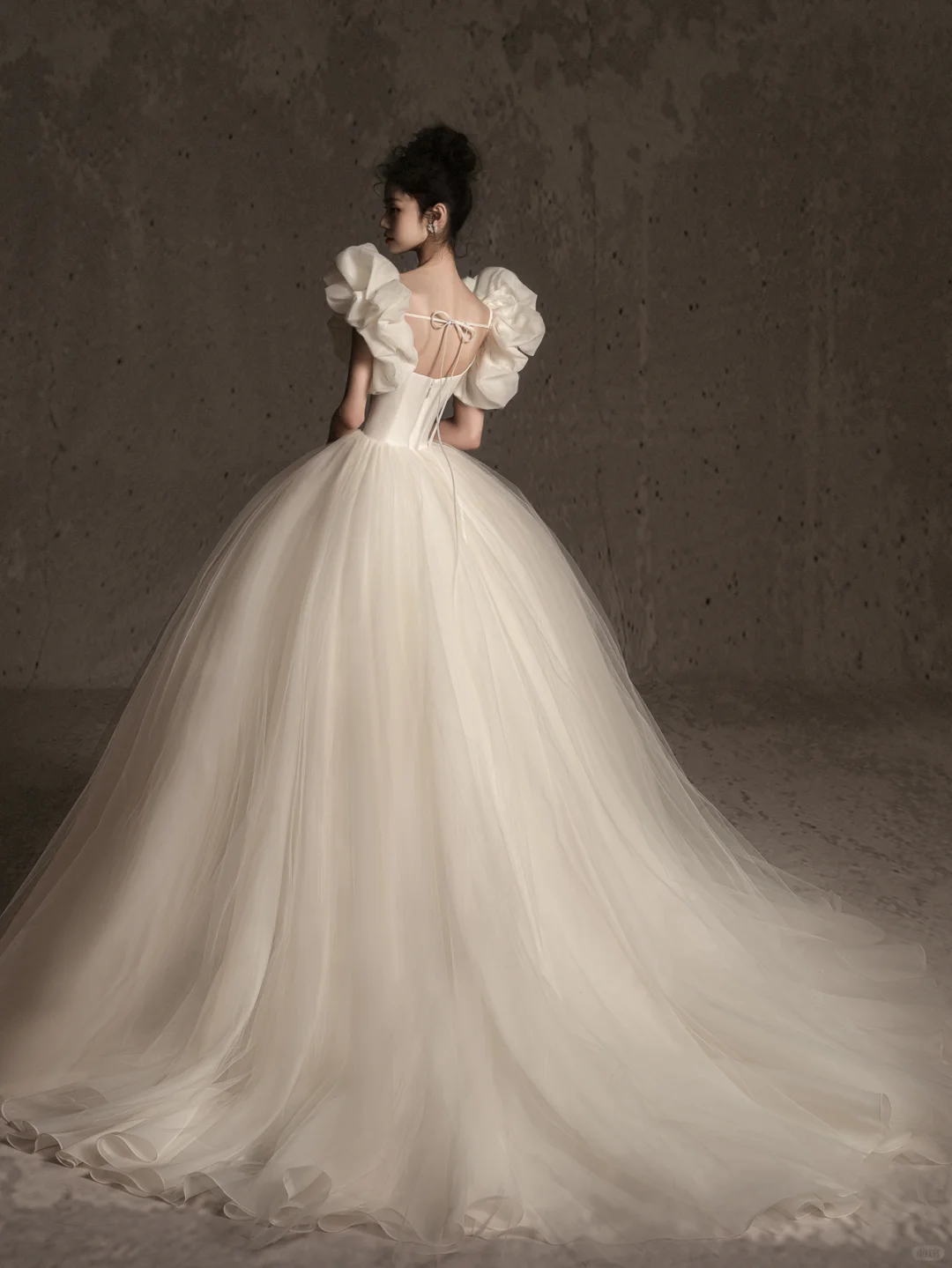 Unique Ball Gown Sweetheart Satin Tulle Long Wedding Dresses - View 3 | FashionDia