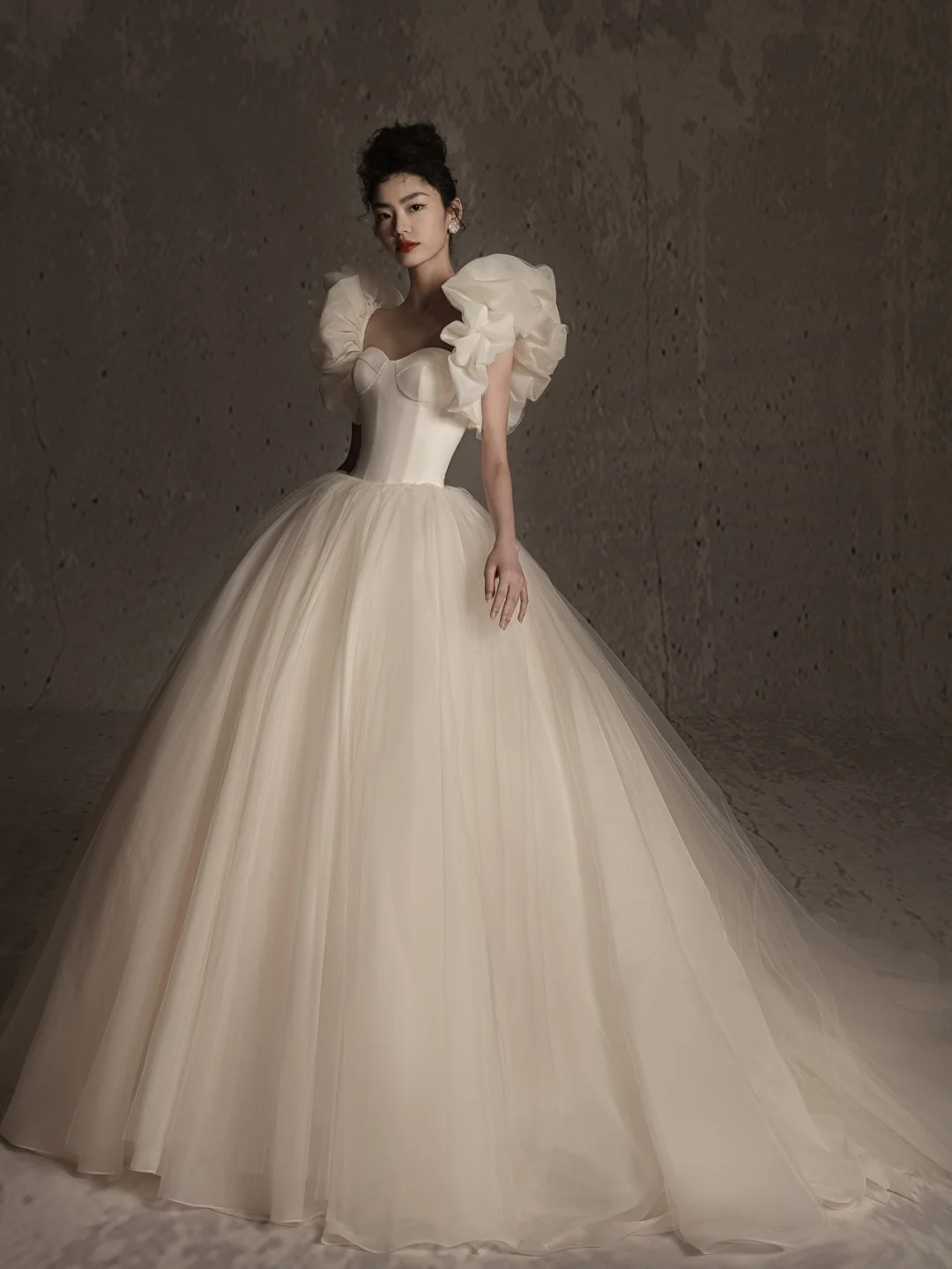 Unique Ball Gown Sweetheart Satin Tulle Long Wedding Dresses - View 6 | FashionDia