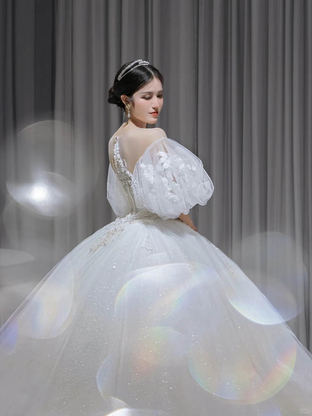Pretty Ball Gown Tulle Lace Applique Short Sleeves Long Wedding Dresses - View 7 | FashionDia