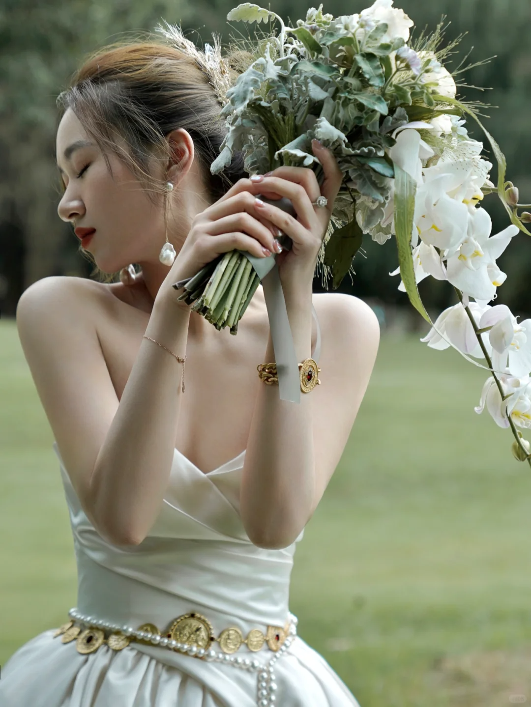 Simple A-Line Strapless Satin Long Wedding Dresses - View 2 | FashionDia