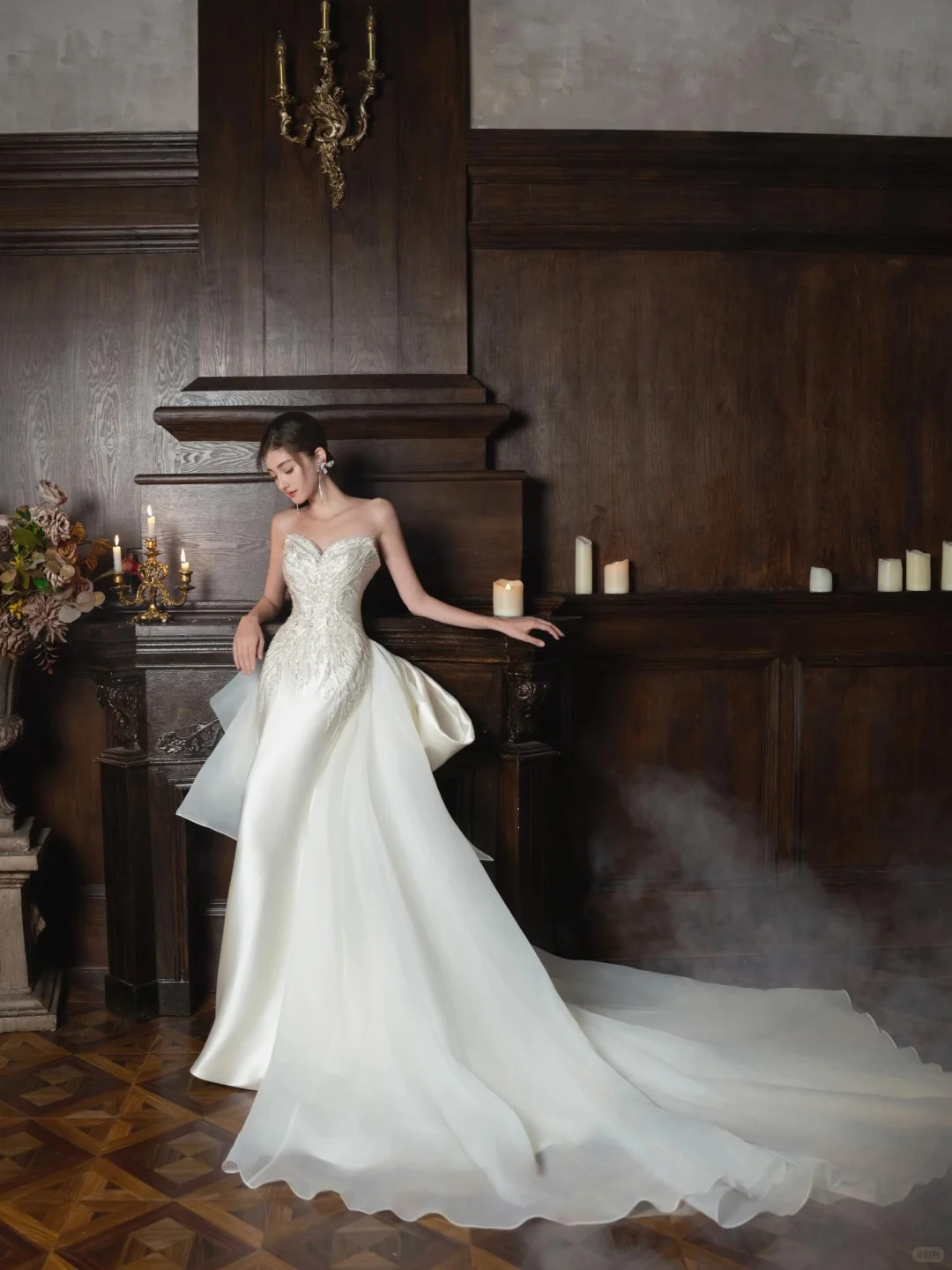 Timeless Mermaid Strapless Satin Sequin Beaded Long Wedding Dresses
