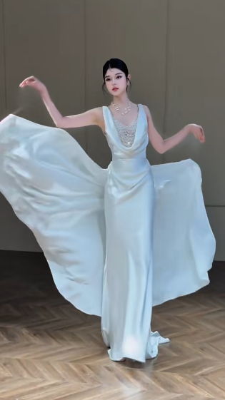 Timeless Mermaid Satin Beaded Long Wedding Dresses