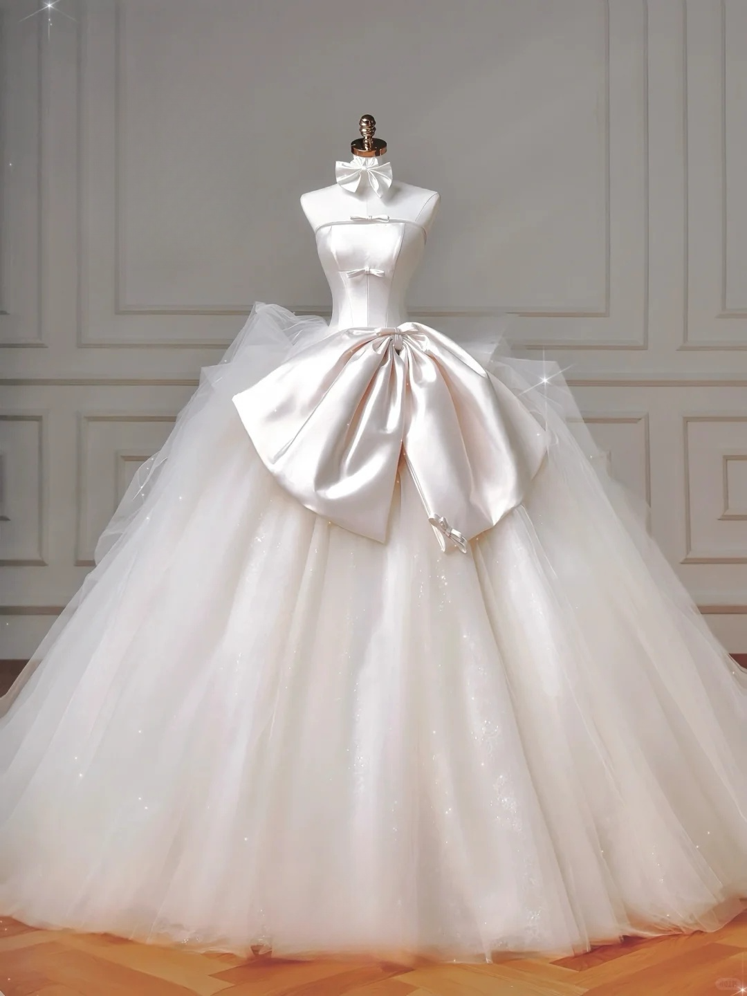 Sweet Ball Gown Strapless Satin Tulle Long Wedding Dresses