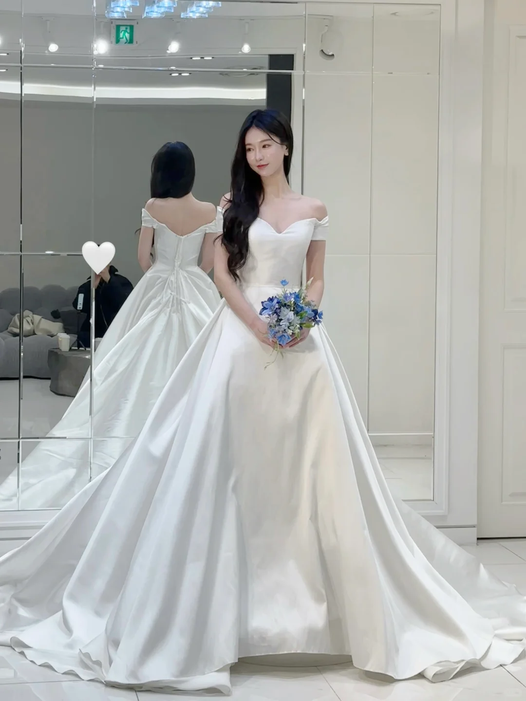 Elegant Ball Gown Off The Shoulder Satin Long Wedding Dresses