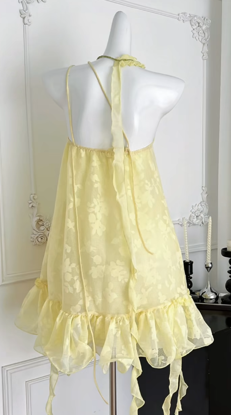 Pastel Yellow A-Line One-Shoulder Strap Chiffon Applique Short Homecoming Dress 17th Birthday Outfits - View 2 | FashionDia
