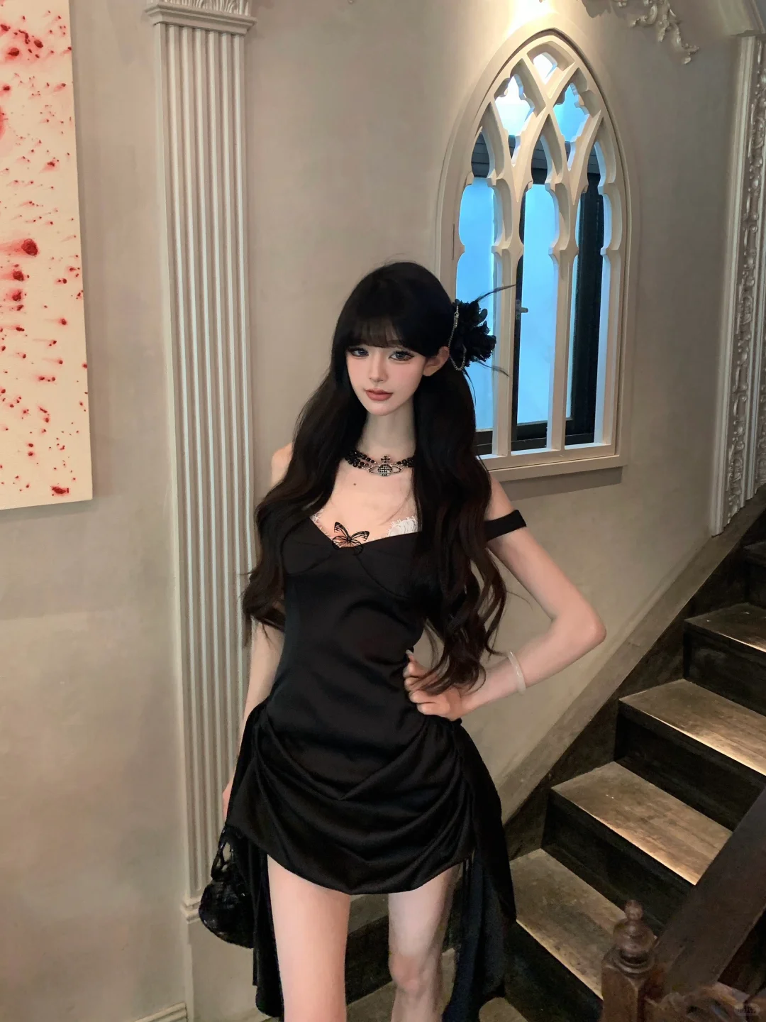 Black 18th A-Line Off-the-Shoulder Satin Short Homecoming Dress Birthday Outfits - View 3 | FashionDia
