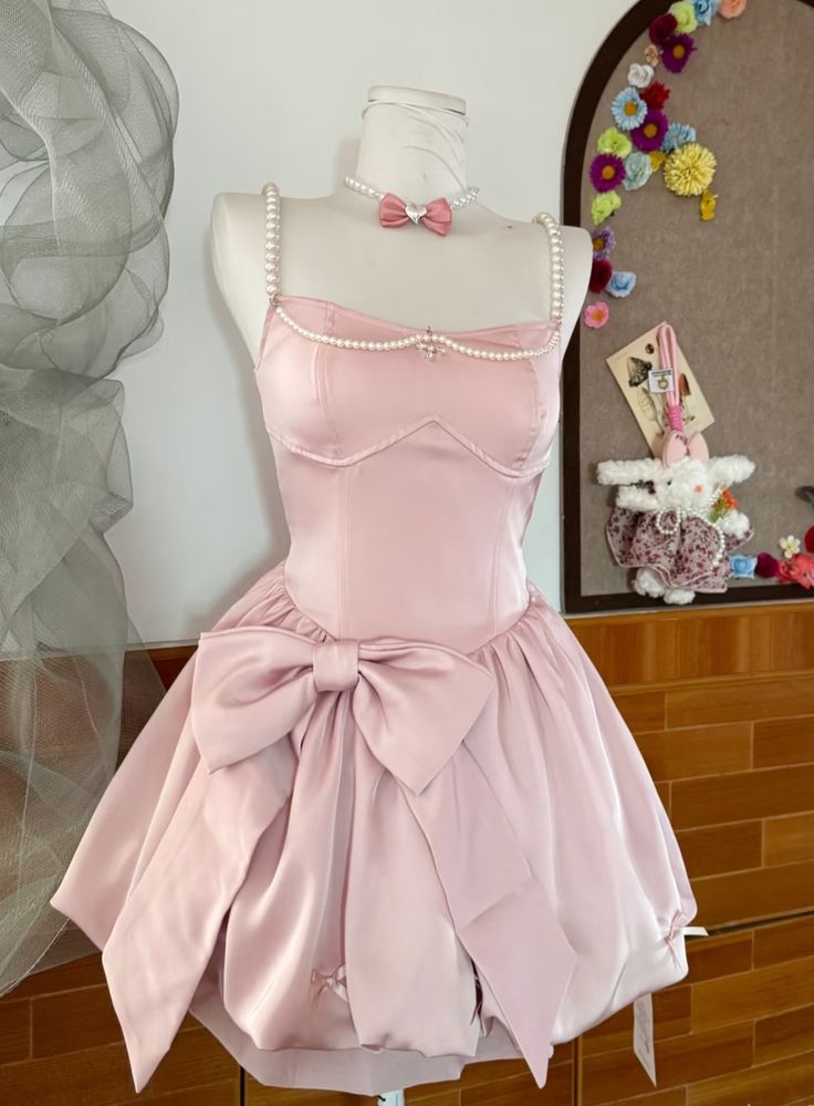 Sweet 16th Pink A-Line Spaghetti Straps Satin Beads Short Homecoming Dress Birthday Outfits - FashionDia