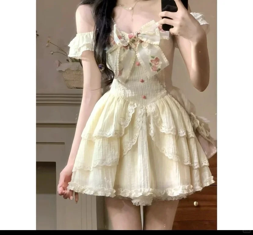 Chic A-Line Off-the-Shoulder Satin Lace Short Homecoming Dress 17th Birthday Outfits - View 2 | FashionDia
