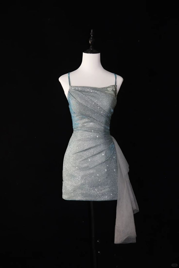 Sparkly Mermaid Spaghetti Straps Satin Sequin Short Homecoming Dress 18th Birthday Outfits - FashionDia