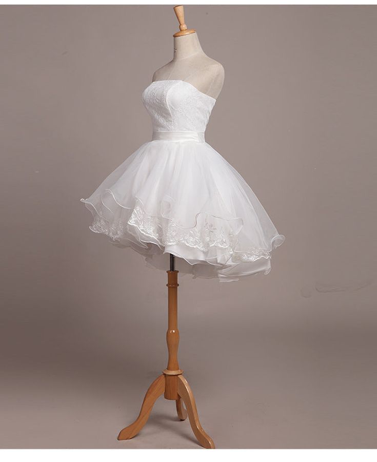 Sweet 16th White Ball Gown Satin Tulle Lace Short Homecoming Dress Birthday Outfits - View 2 | FashionDia