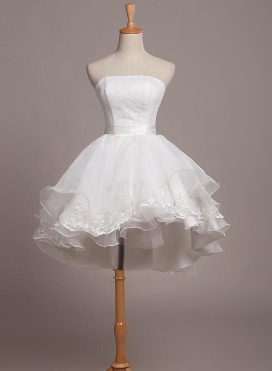 Sweet 16th White Ball Gown Satin Tulle Lace Short Homecoming Dress Birthday Outfits - FashionDia