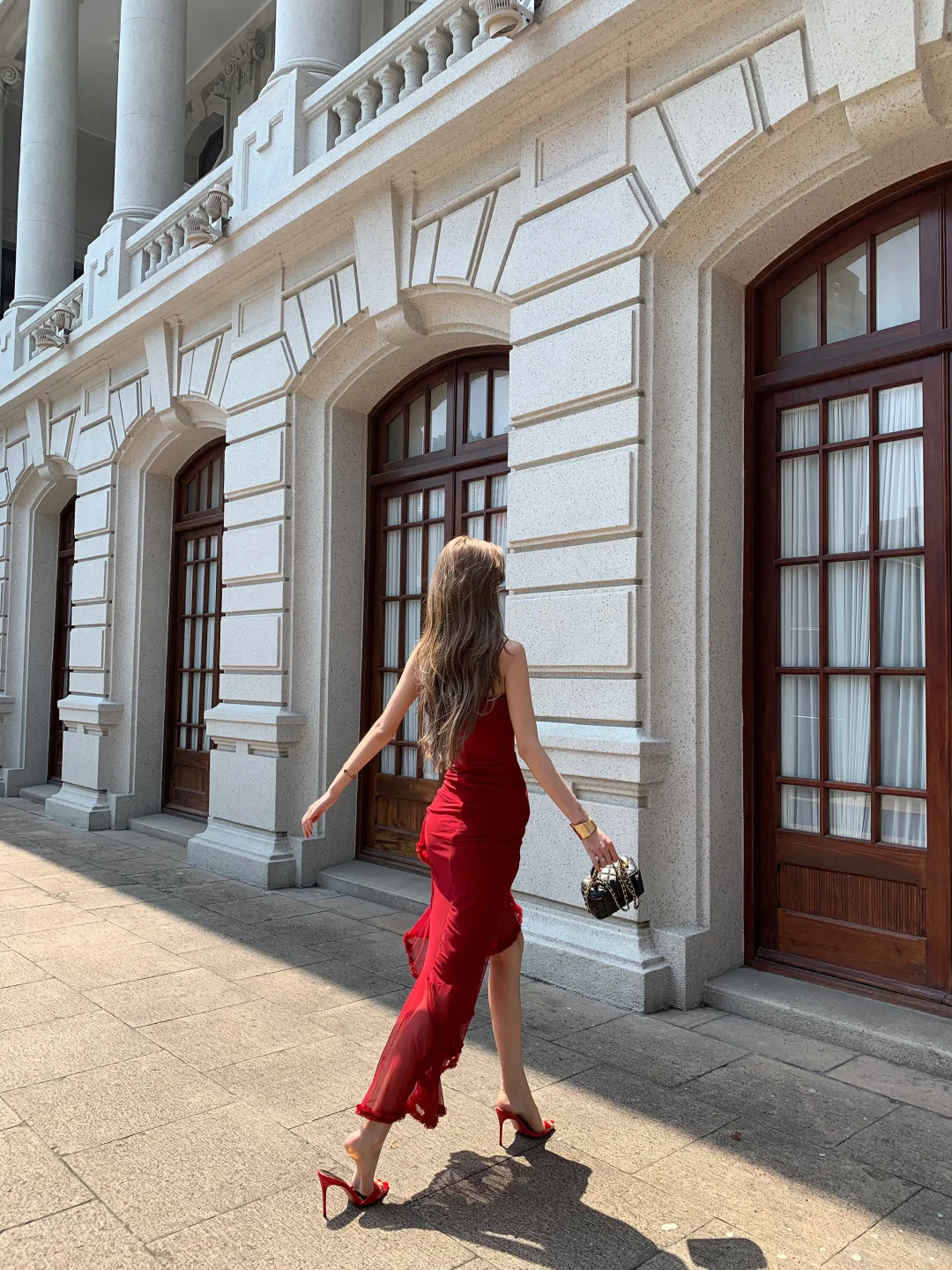 Burgundy Mermaid Spaghetti Straps Satin Long Prom Dresses Formal Dress - View 4 | FashionDia