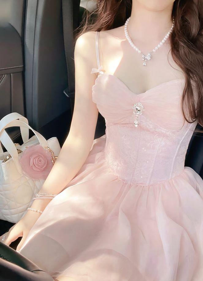 Cute A-Line Spaghetti Straps Chiffon Lace Short Homecoming Dress 18th Birthday Outfits - FashionDia