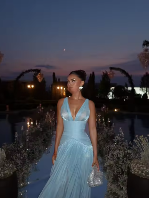 Sexy A-Line V-Neck Chiffon Slit Long Prom Dresses Formal Dress - View 3 | FashionDia