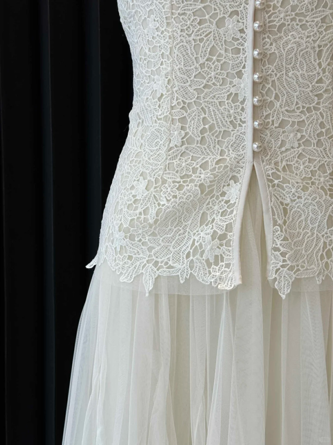 Classy A-Line Spaghetti Straps Chiffon Lace Long Prom Dresses Formal Dress - View 5 | FashionDia